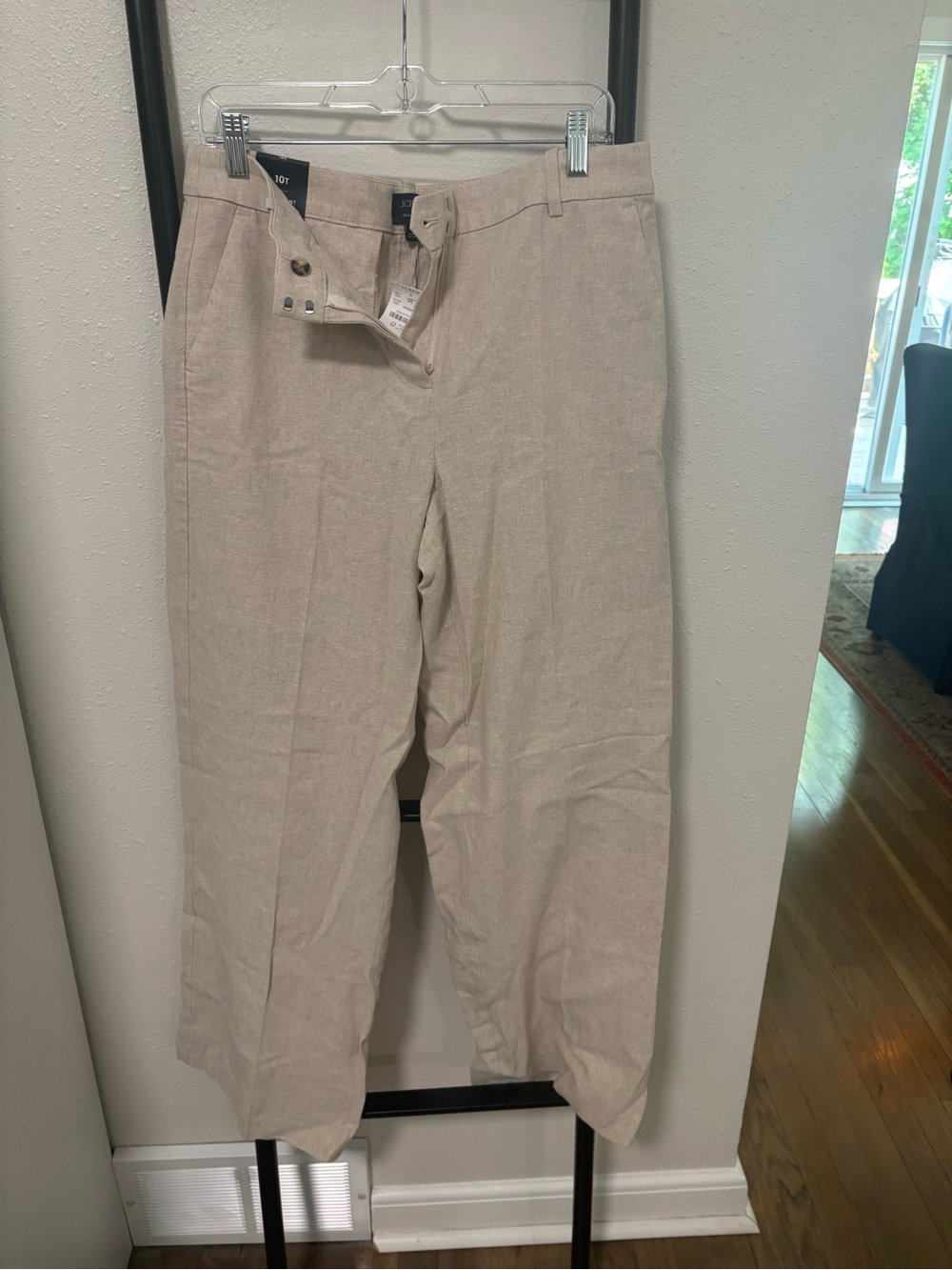 J. Crew Factory Neutral Beige Linen-Blend Chinos